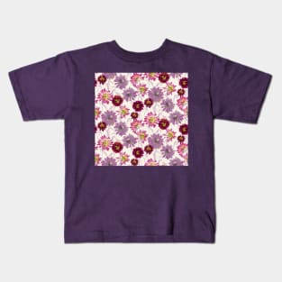 Pressed Pom Pom Pink and Purple Flowers Kids T-Shirt